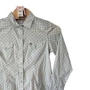 Cinch Women Teal Geometric Print Western Snap Button Shirt MSW9200025 XL NWT